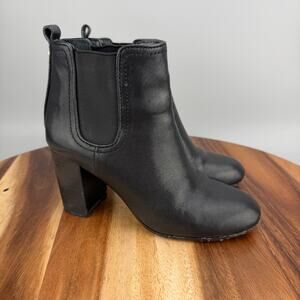 Tory Burch Chelsea Boots April Ankle Booties Heels Black Leather Women's Size 6